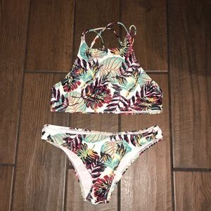 Leafy Halter top two piece swim suit